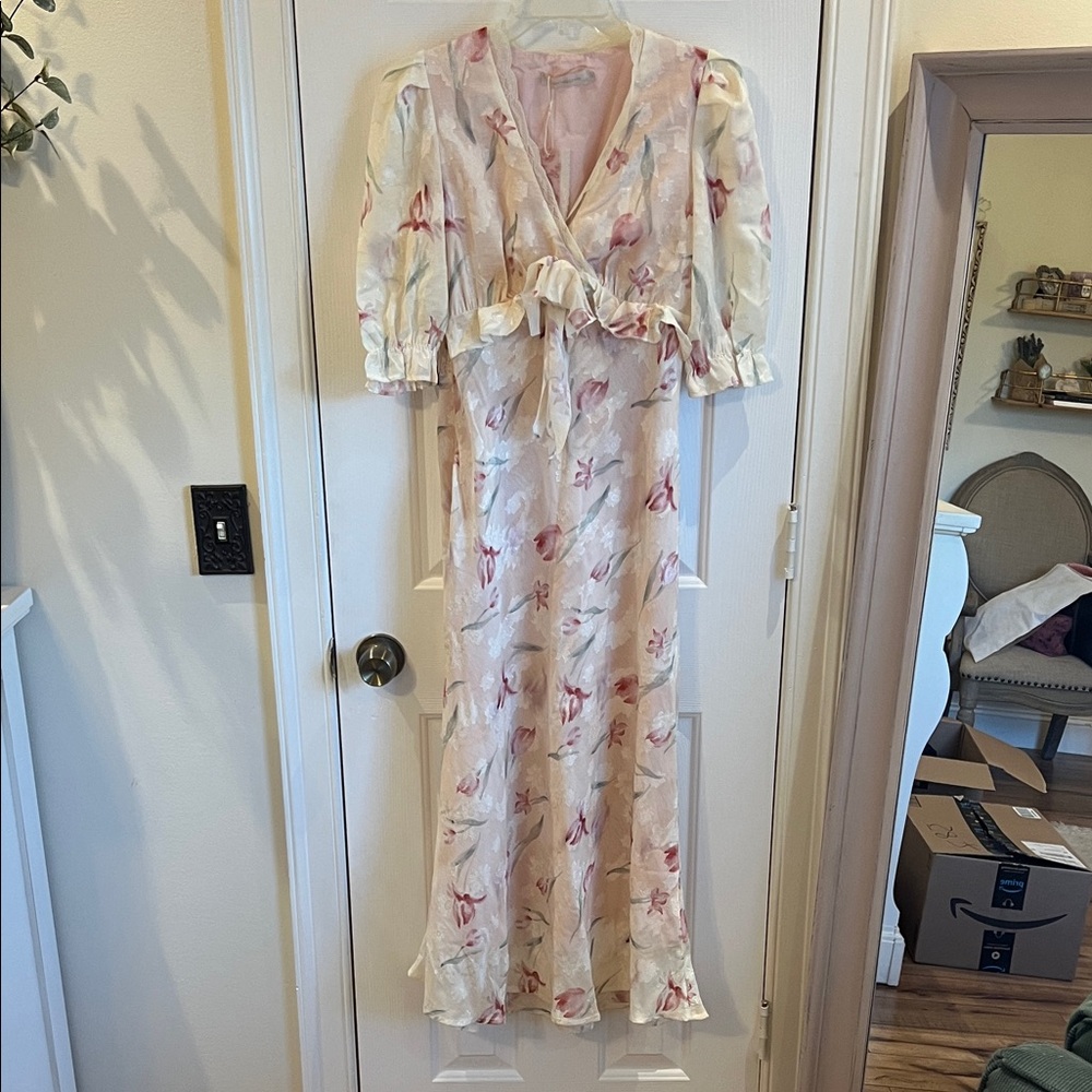 Floral Cream Midi Dress